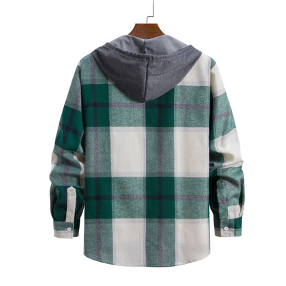 Herren Jacke Freizeit Kapuze Modern Karo Muster