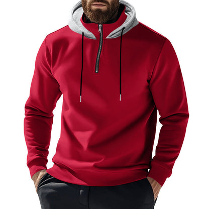 Herren Hoodie Sportlich Halbzip Kapuze Modern