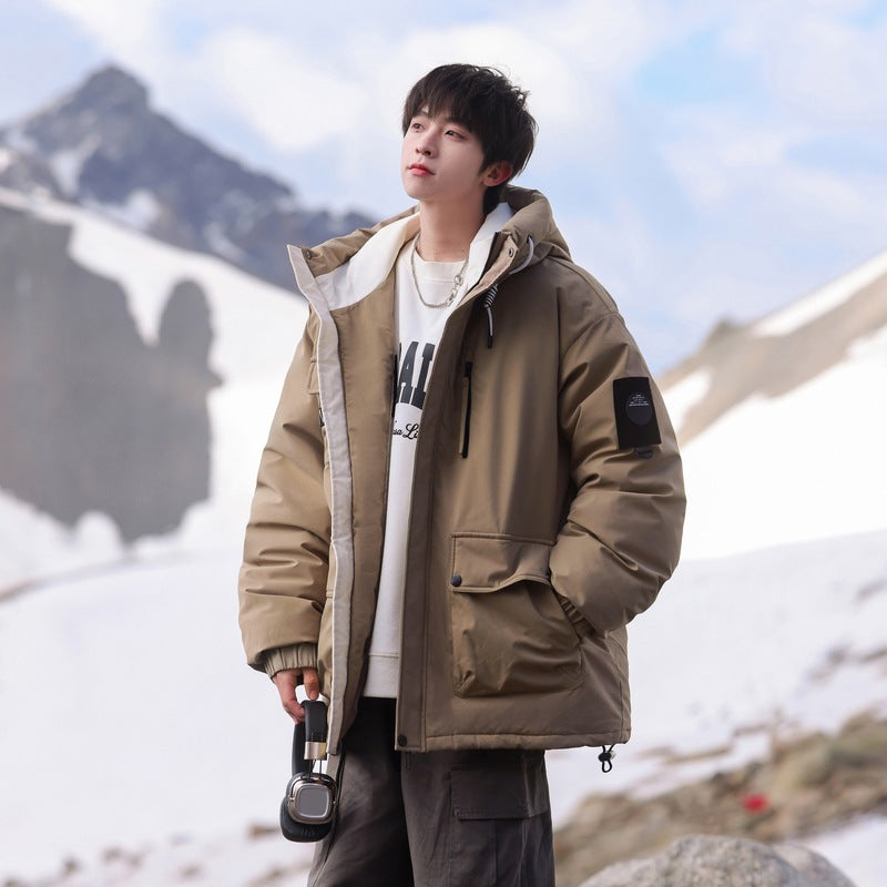 Herren Outdoor-Jacke Isoliert Wasserdicht mit Taschen und Verstellbarer Kapuze