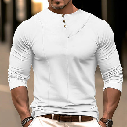 Herren Langarmshirt Modern Knopfdetail Elegante Optik