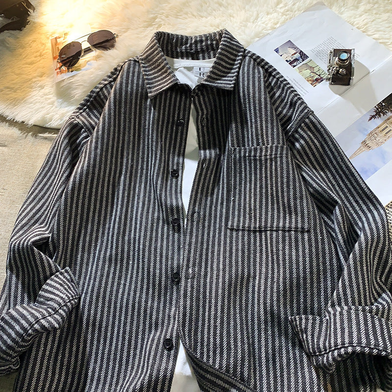 Herren Overshirt Gestreift Modern Casual - BerlinGlamour