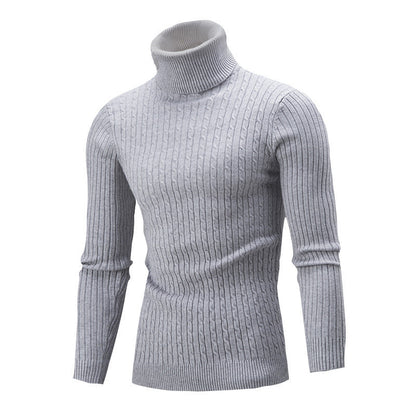 Herren Pullover Rollkragen Klassisch Rippmuster Elegent