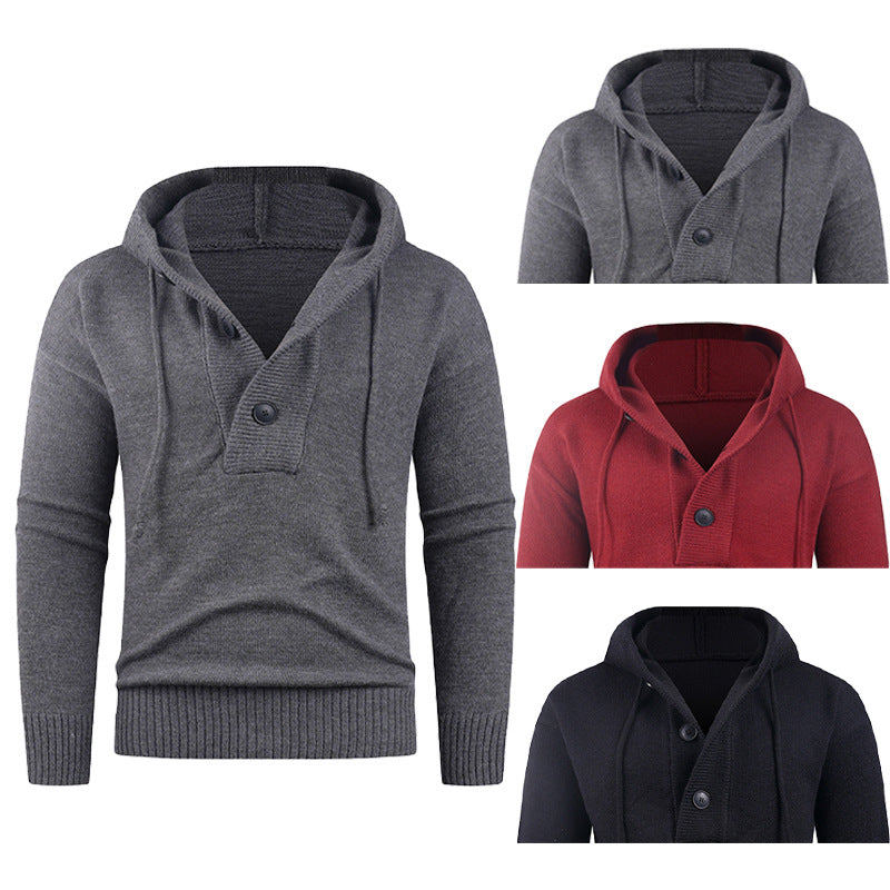 Modischer Kapuzenpullover Herren mit Knöpfen Trendig - BerlinGlamour
