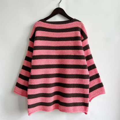 Gestreifter Strickpullover Weich Pastellfarben Damen