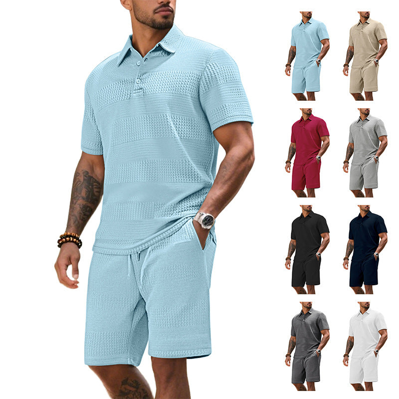 Herren Freizeitanzug Kurze Hose Poloshirt Sportlich Modern - BerlinGlamour