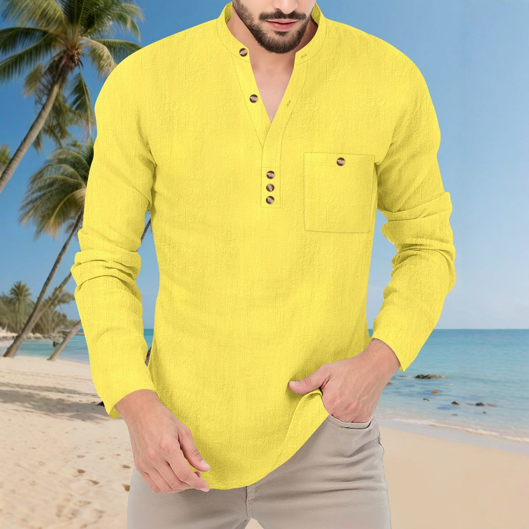 Herren Langarmshirt Knopfleiste Elegant Modern - BerlinGlamour