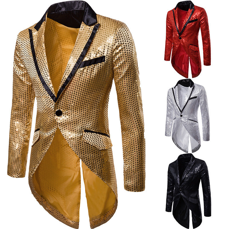 Herren Blazer Elegant Pailletten Schwarz Glitzernd - BerlinGlamour