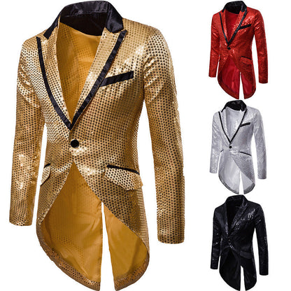 Herren Blazer Elegant Pailletten Schwarz Glitzernd - BerlinGlamour