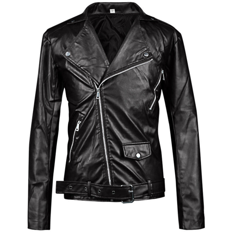 Lederjacke Herren Weich Ledermantel Asymmetrisch