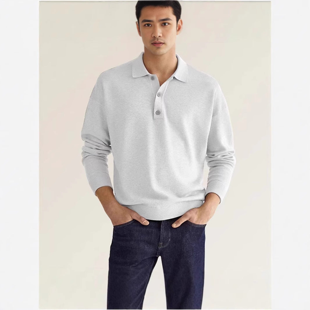 Herren Polo Sweatshirt Lässig Mit Knöpfen Modern
