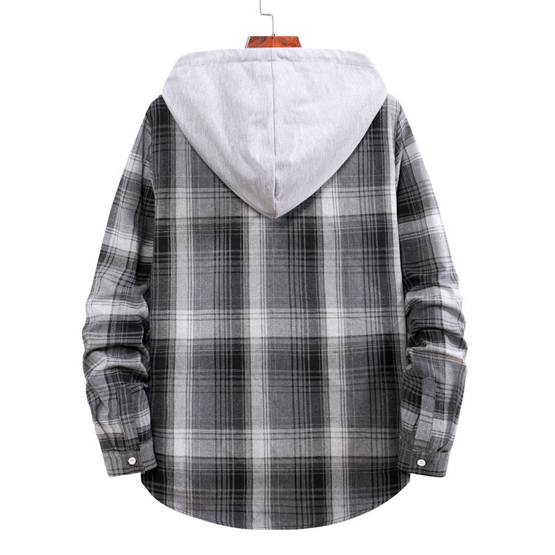 Herren Flanellhemdjacke Hood Karomuster Modern