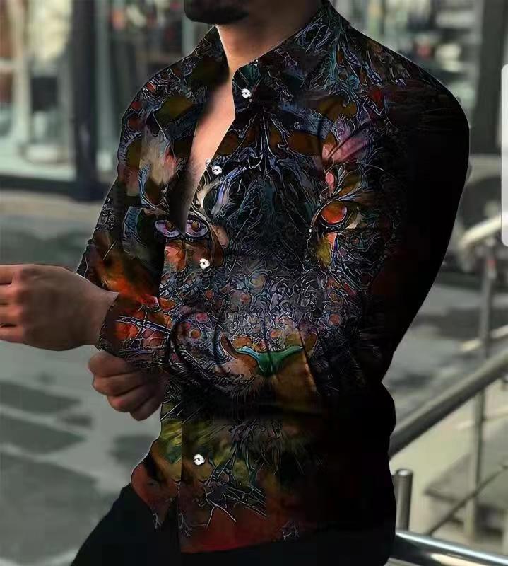 Herren Langarmshirt Modern mit Trendmotiven und Slimfit