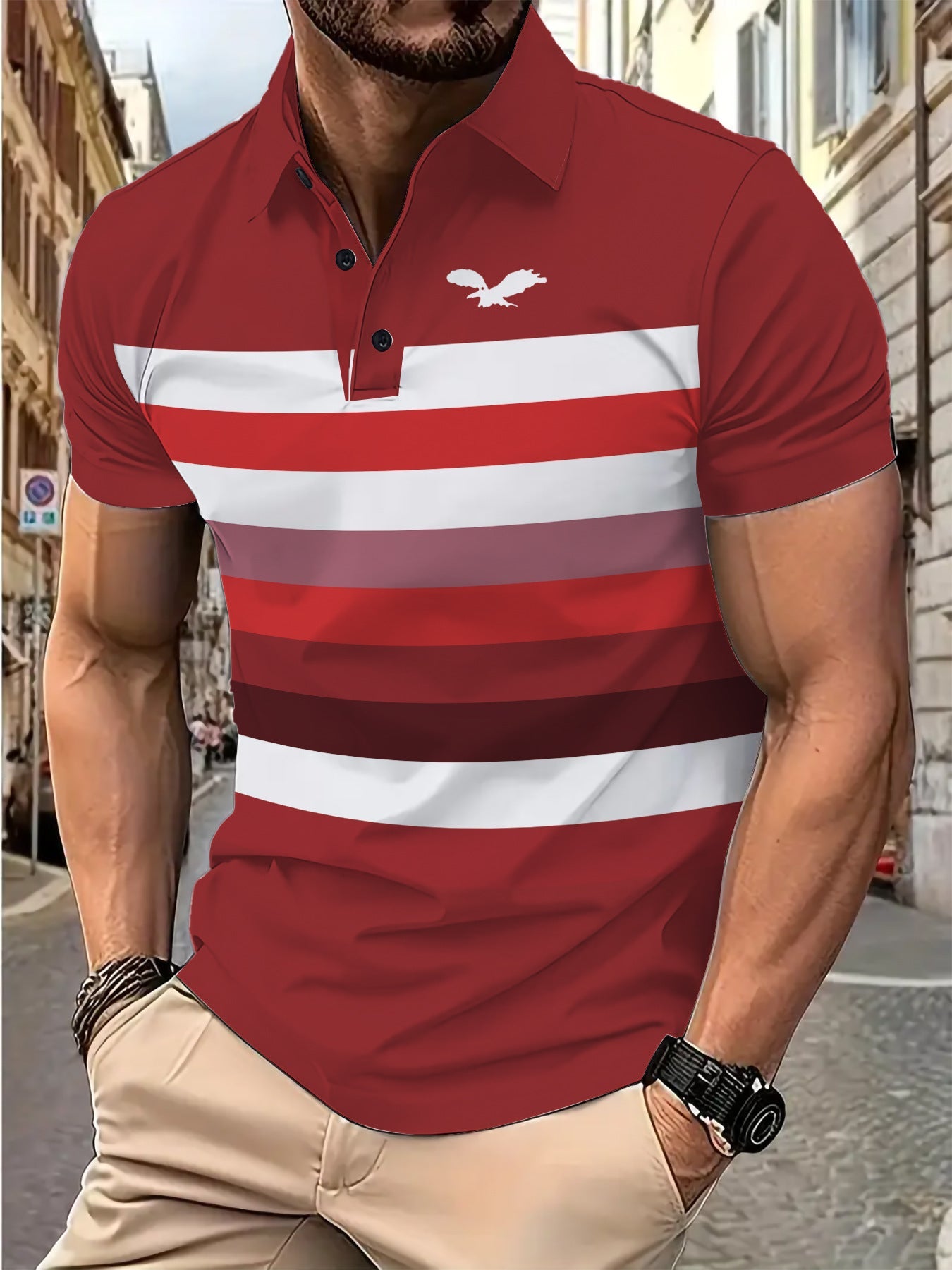 Herren Polohemd Modern Streifenmuster Slim Fit