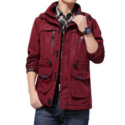 Herren Outdoor-Jacke mit Kapuze und Taschen Wasserabweisend