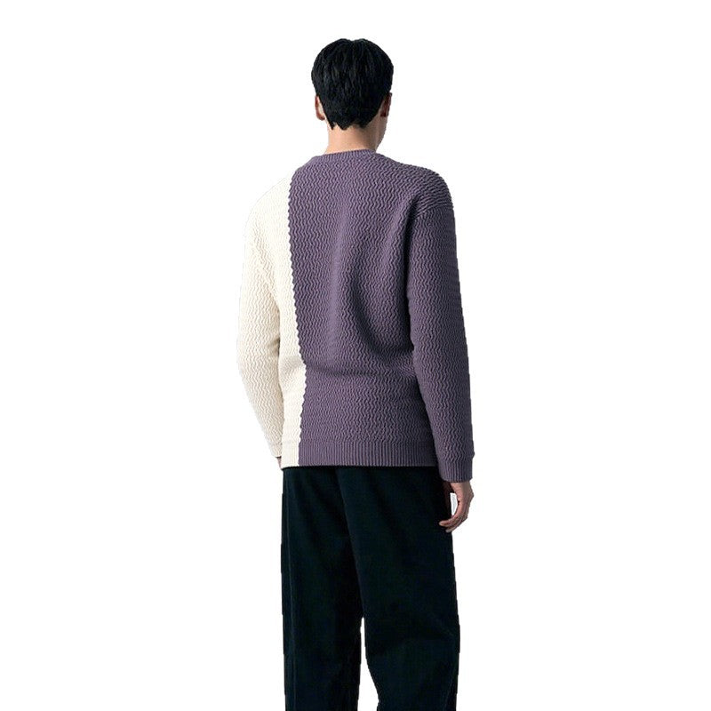Herren Strickpullover Modern mit Kontrast-Muster und Struktur-Design