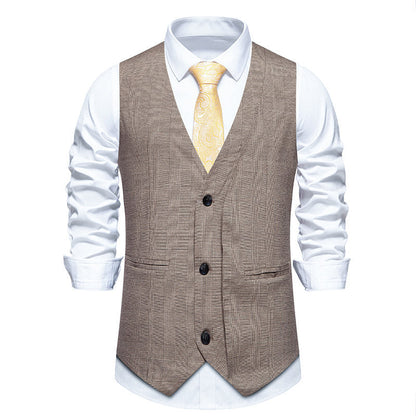 Herren Anzugweste Elegante Herringbone Muster Mit Taschen
