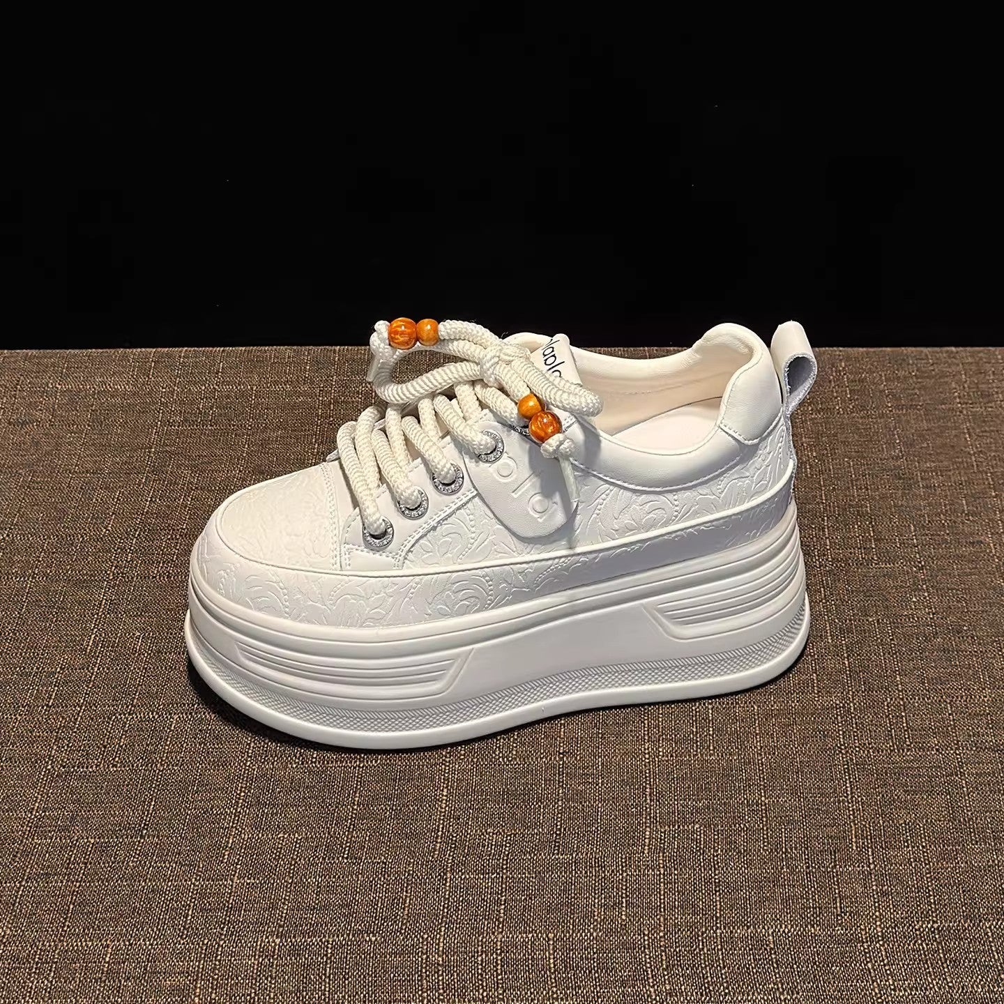 Damen Plateau Sneaker Strass Schnürsenkel Modisch Hoch