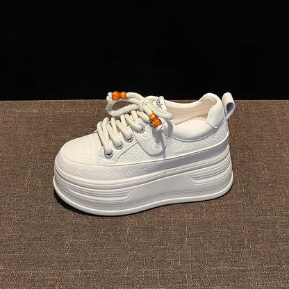 Damen Plateau Sneaker Strass Schnürsenkel Modisch Hoch