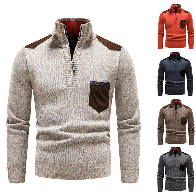 Herren Pullover Modern mit Reißverschluss und Hochkragen