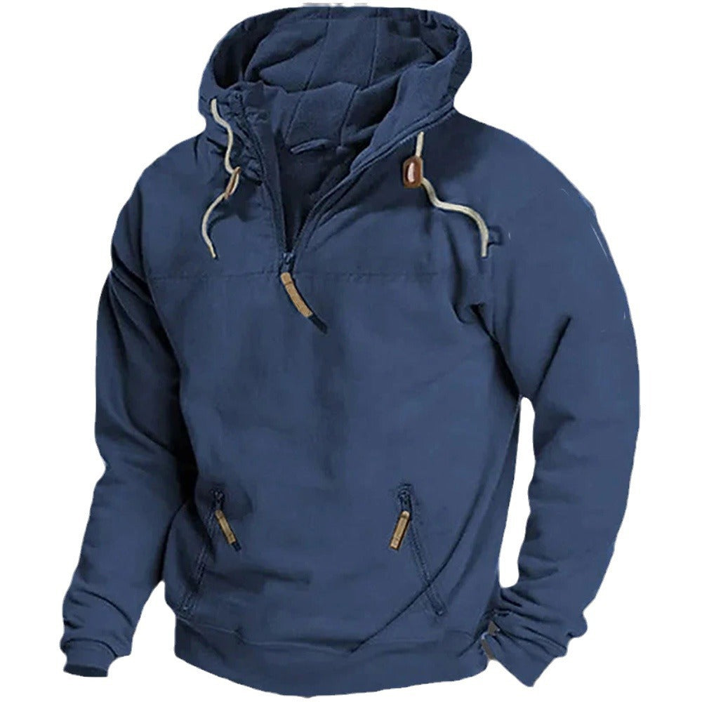 Herren Pullover Lässig Reißverschluss Kängurutasche Größe XL - BerlinGlamour