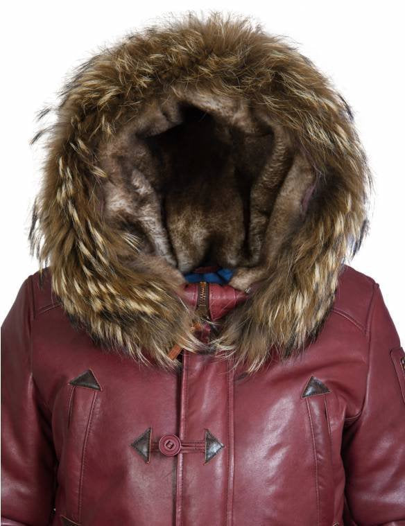 Herren Winterparka Warm Luxus Kunstpelz Kragen