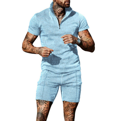 Herren Overall Kurzarm Reißverschluss Modern Style