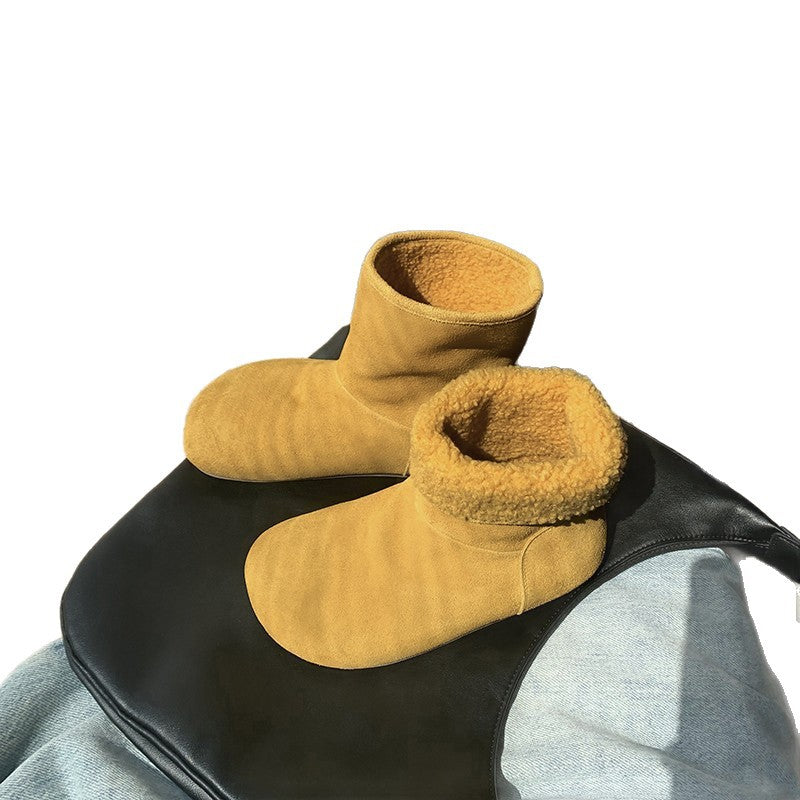 Damen Hausschuhstiefel Warm Flauschig Wildleder Winterstiefel