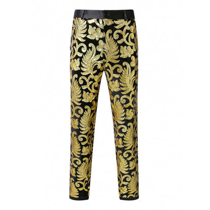 Herren Hose Elegant Pailletten Floralmuster Glamour