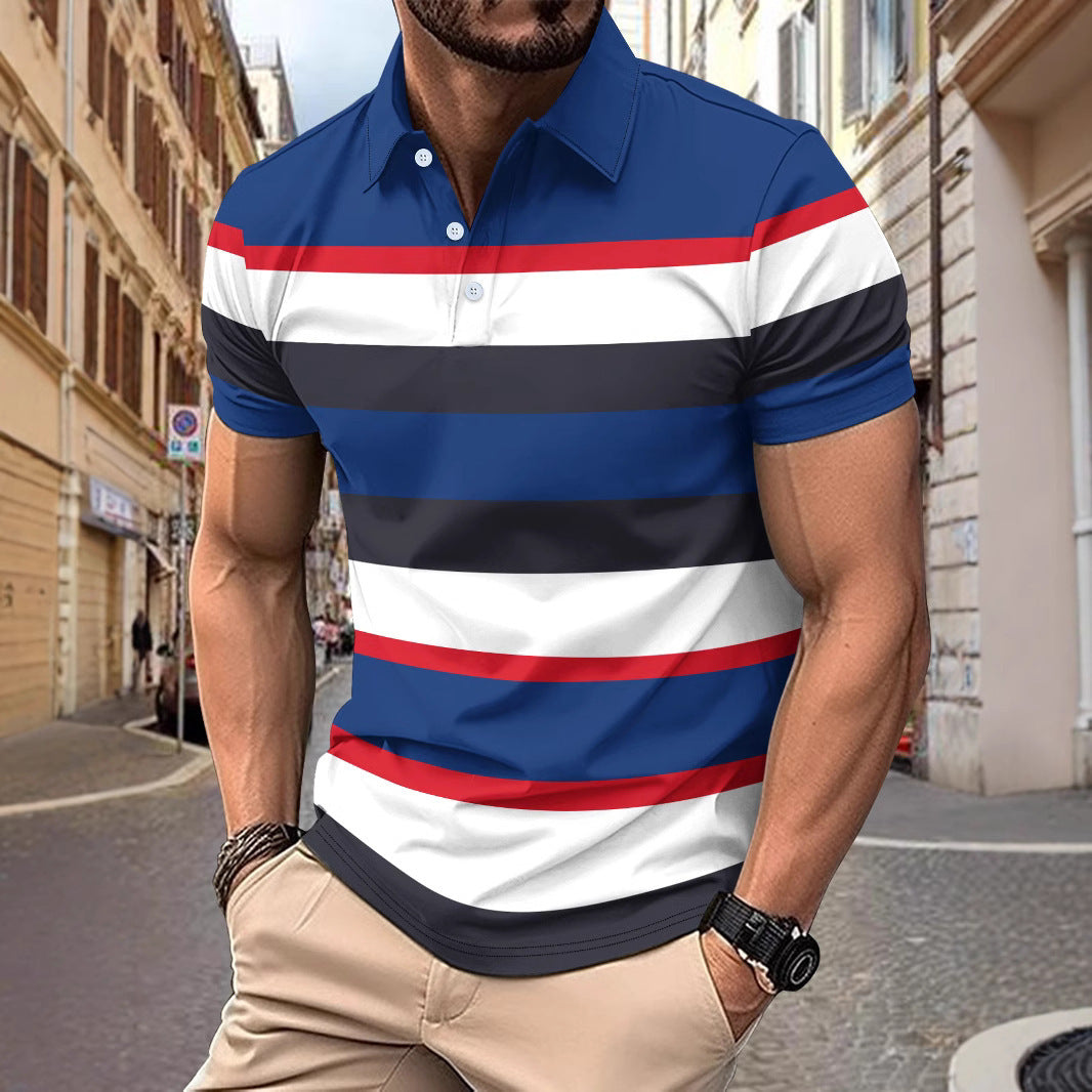 Herren Polo-Shirt Sportlich Streifenmuster Modern