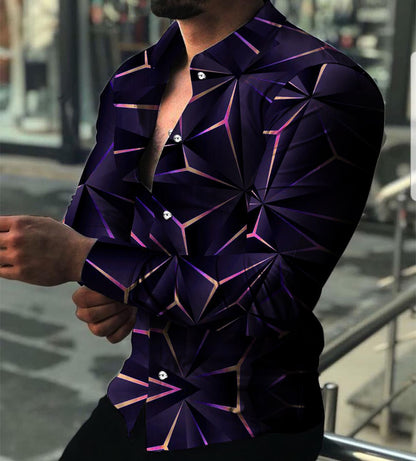 Herren Langarmhemd Modern 3D Design Berlin Style