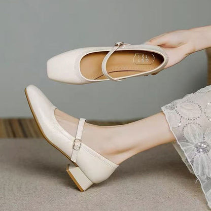 Damen Ballerinas Elegante Riemchen Schuhe Komfort Blockabsatz