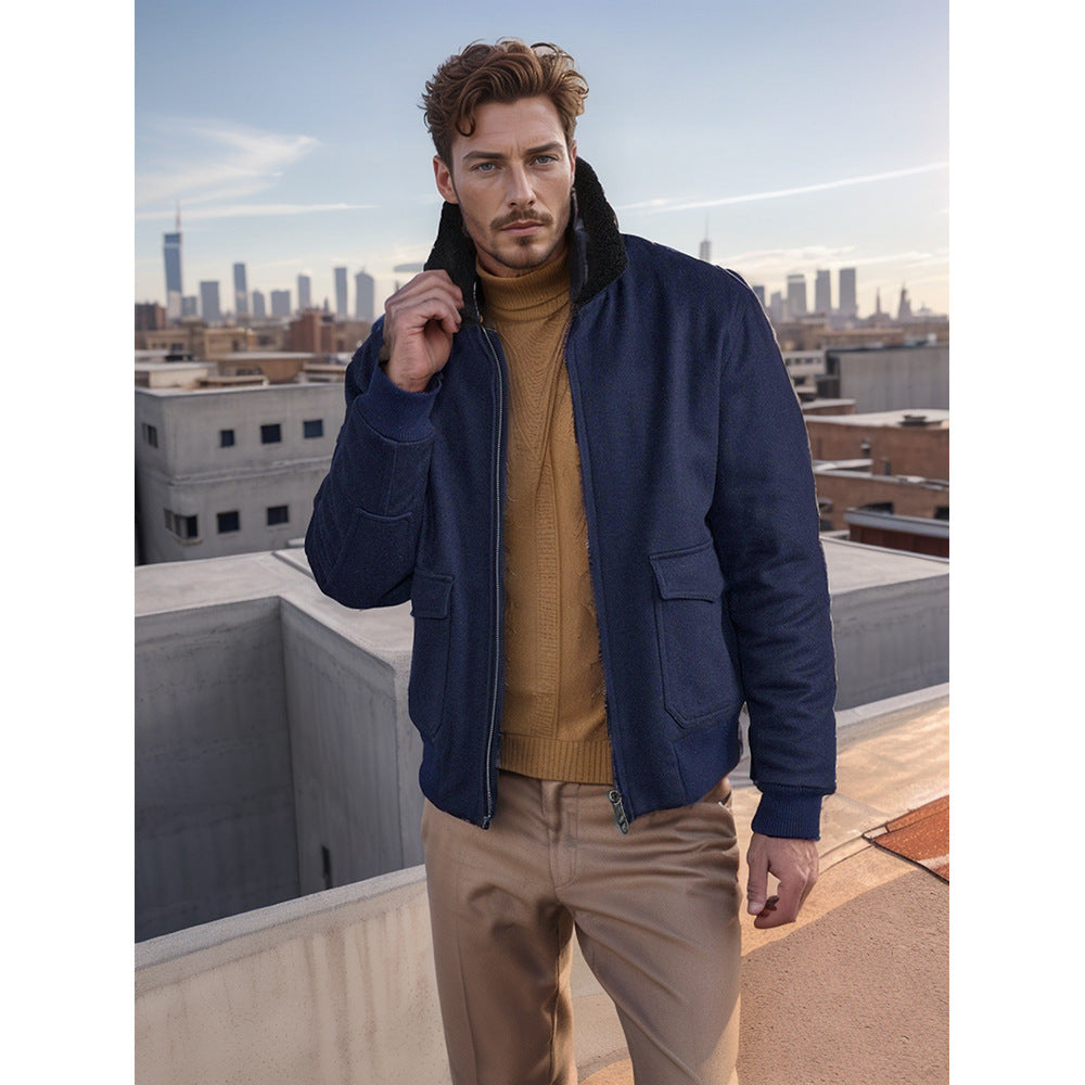 Herren Bomberjacke Teddyfell Kragen Modern Sportlich - BerlinGlamour