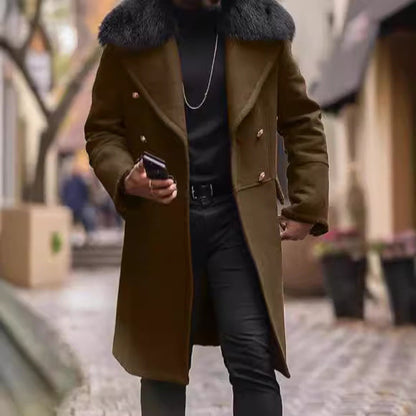 Herren Langmantel Mit Teddykragen Elegante Oberbekleidung