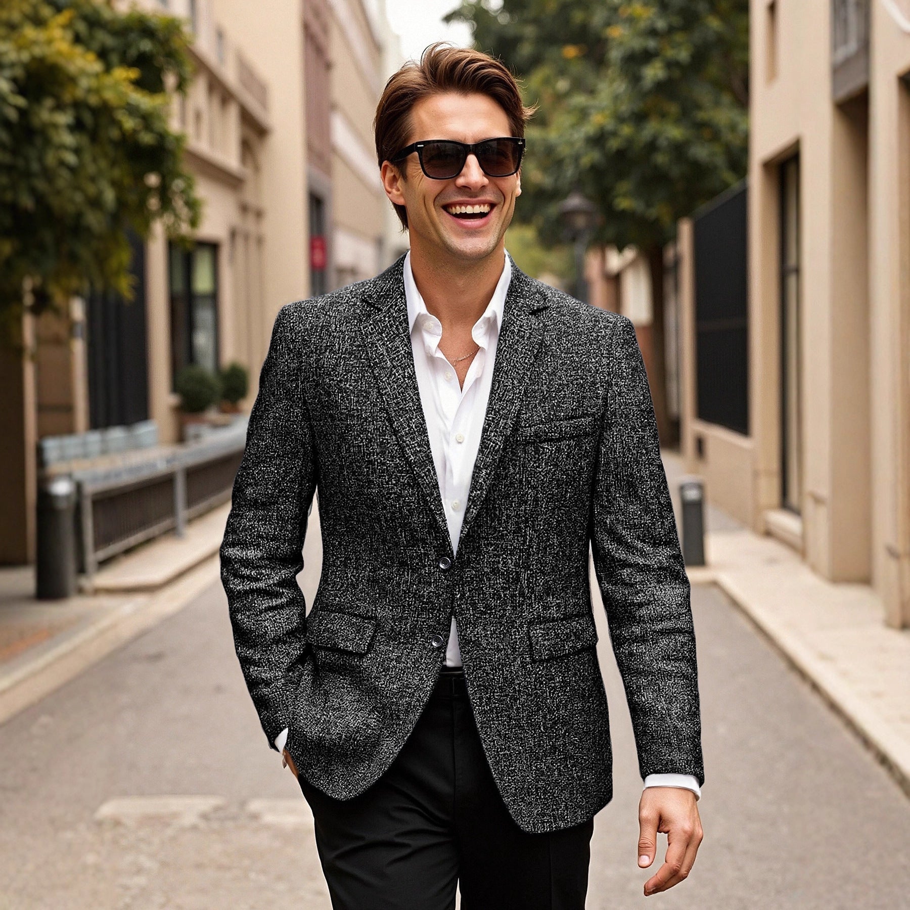 Herren Blazer Slim Fit Modern Strukturell - BerlinGlamour