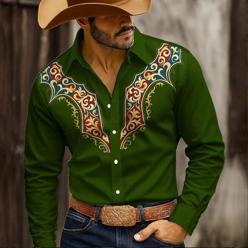 Herren Westernhemd Azteken Muster Stilvoll Größe