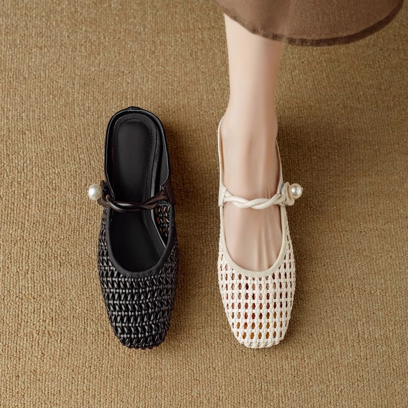 Ballerinas Damen Schuhe Netzdesign Elegantes Riemchen