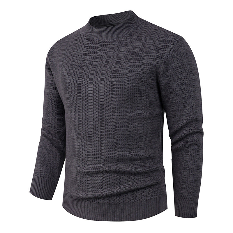 Herren Pullover Struktur Optik Modern Hochkragen