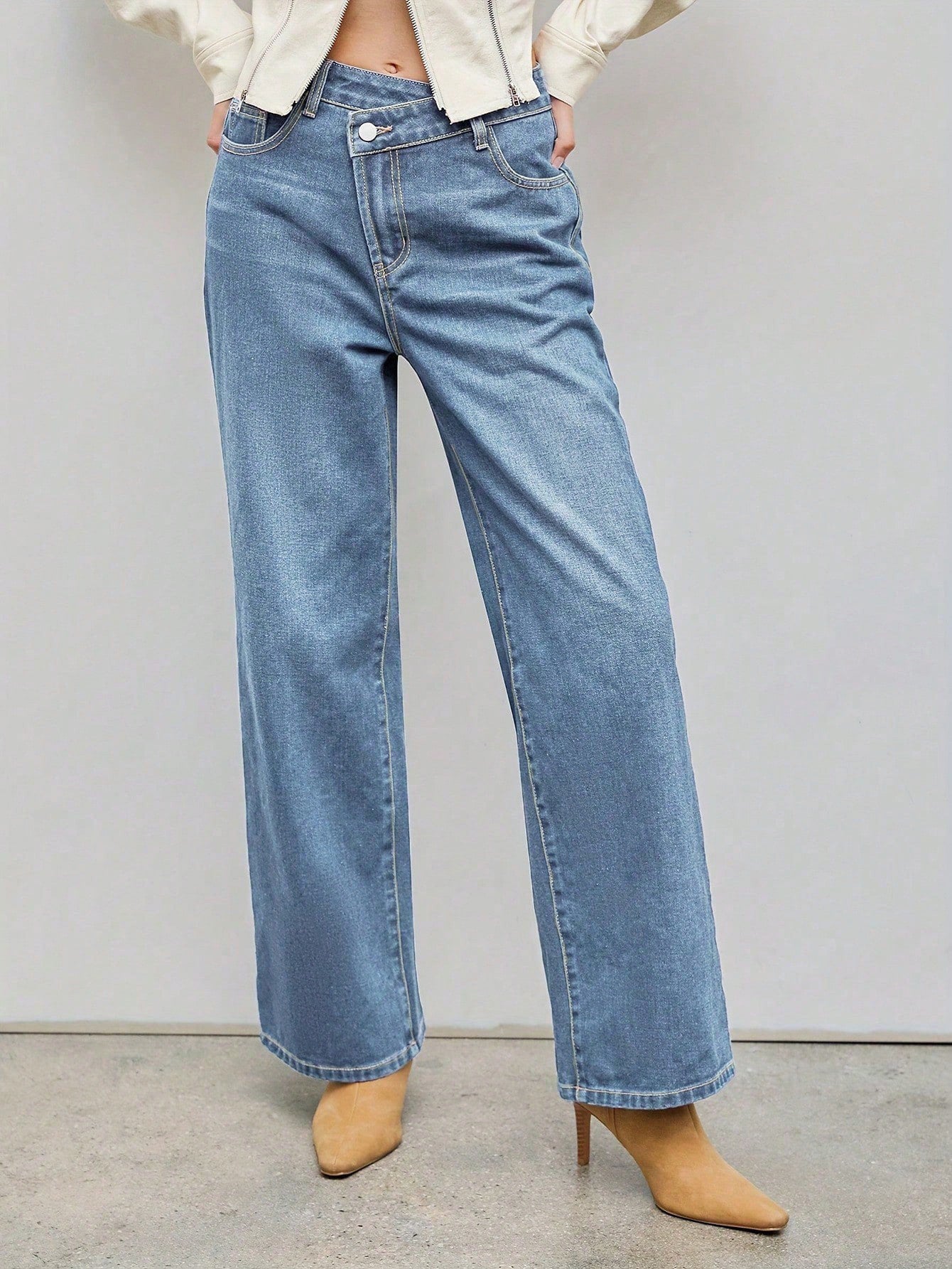 Moderne Wide-Leg Jeans Damen Straight Fit