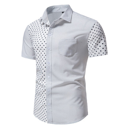 Herren Kurzarmshirt Modern mit Punktemuster und Knöpfen