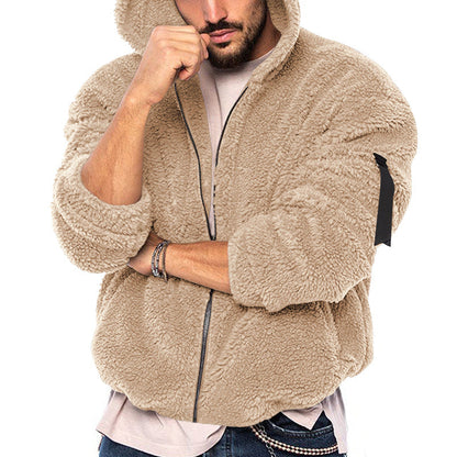 Herren Fleecejacke Warm Kapuze Taschen Outdoor