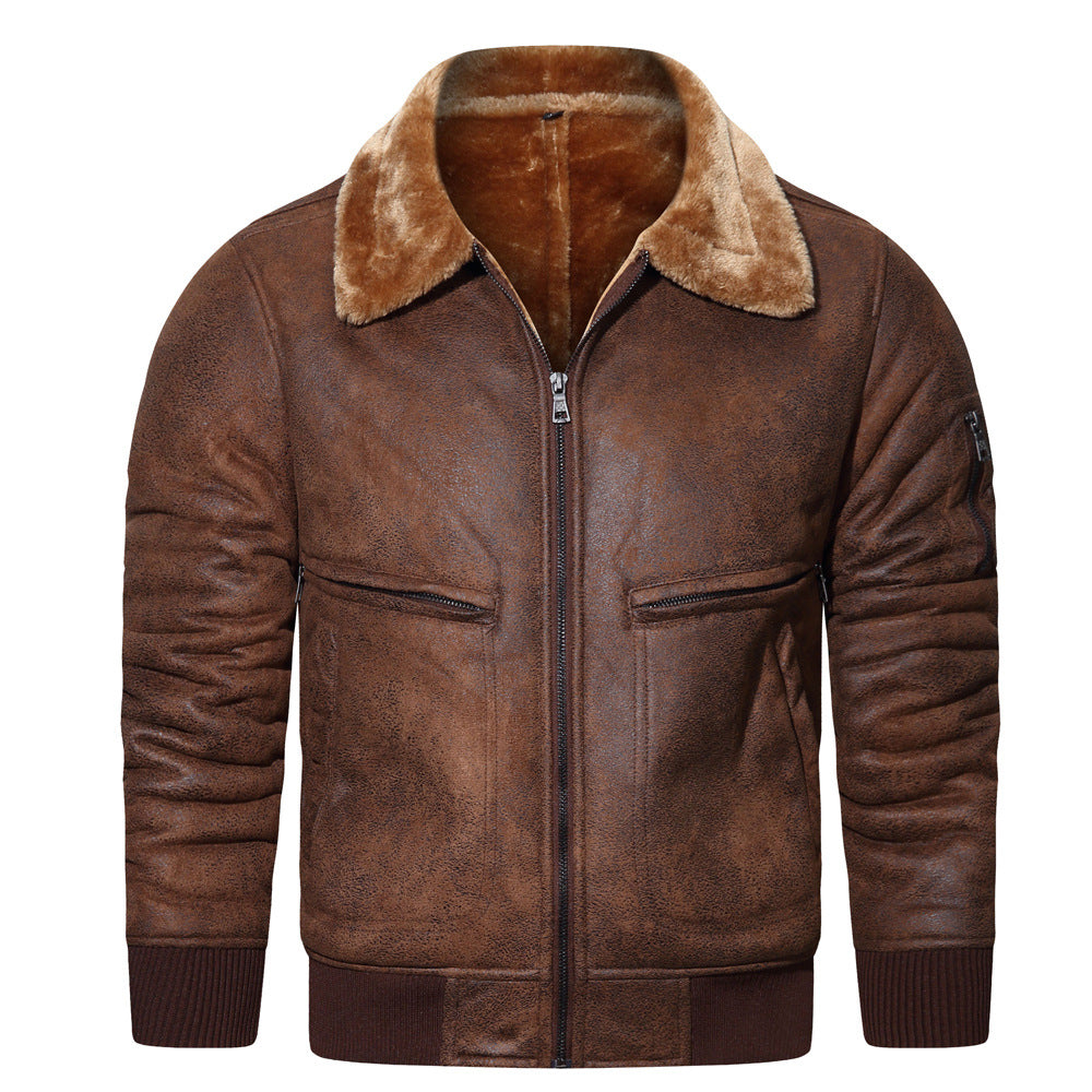 Lederjacke Herren Teddyfutter Hochkragen Schwarz - BerlinGlamour