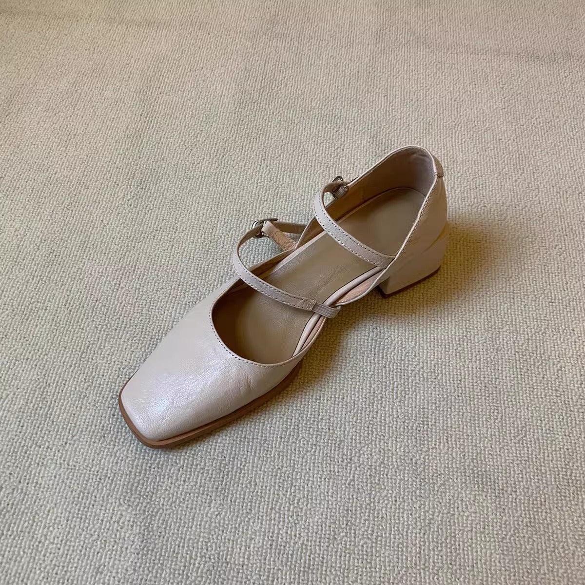 Damen Slingback Ballerinas Elegante Lederschuhe Verstellbar