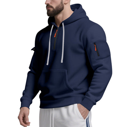 Herren Sport Hoodie Mit Reißverschluss Taschen Schwarz