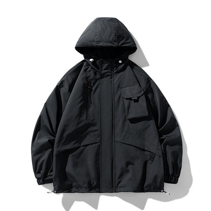 Herren Outdoor-Jacke Funktionell Wasserdicht Verstellbare Kapuze