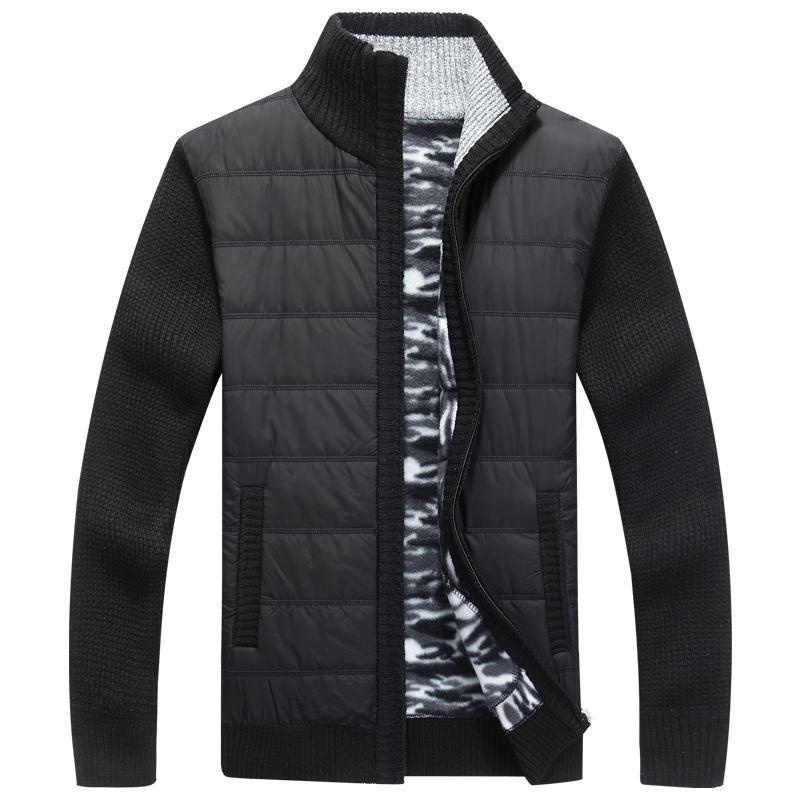 Herren Steppjacke Modern Strick Ärmel Warm