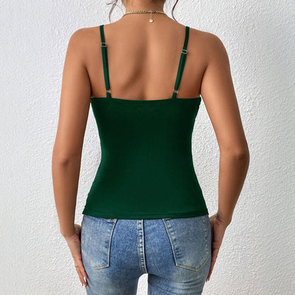 Grünes Sommer Oberteil Ärmellos Modern Frauen