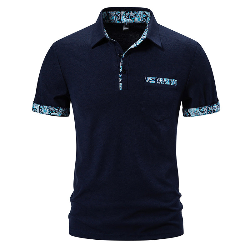 Herren Polohemd Modern mit Knopfkragen und Brusttasche