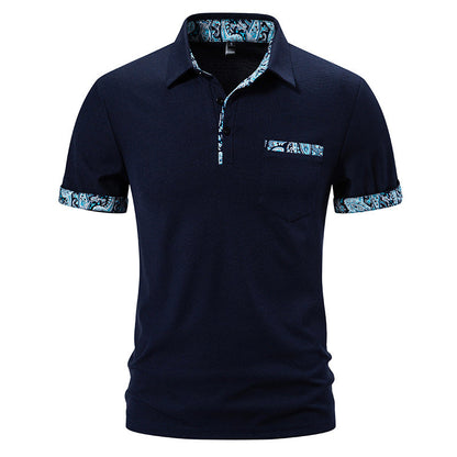 Herren Polohemd Modern mit Knopfkragen und Brusttasche