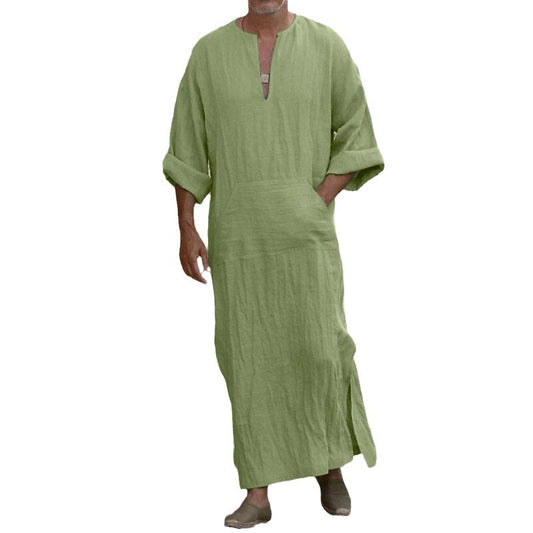 Herren Leinenkleid Lang Ärmelig Sommer - BerlinGlamour