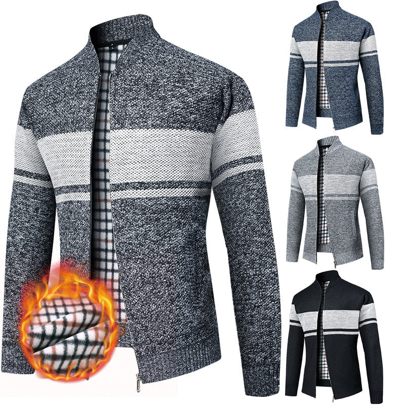 Herren Strickjacke Modern Stehkragen Warm - BerlinGlamour